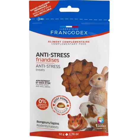 Friandises Anti-Stress gout pomme 50 g pour rongeurs et lapins - Francodex (1/5)