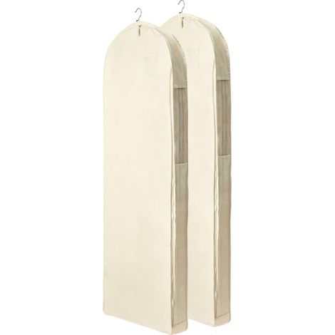 Lot de 2 Housses de Rangement pour Vêtements en Coton – Housse Respirante avec Protège-Épaules, Anti-Poussière, pour Dressing – Idéale pour Costumes, Vestes, Manteaux et Robes Longues (60x170 cm) (1/5)