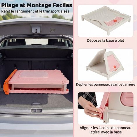Niche chien pliable en plastique, porte verrouillable, fenêtres ventilées, base surélevée, intérieur extérieur (1/5)