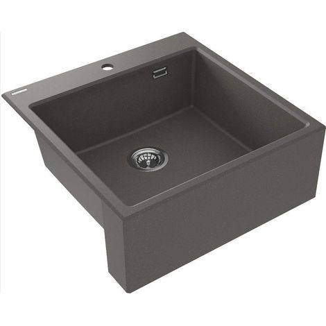 Lavello cucina in granito con 1 vasca 60x61 cm antracite metallizzato - Lyra