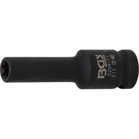 BGS Douille à choc, profil E, longue 12,5 mm (1/2") E11 mm