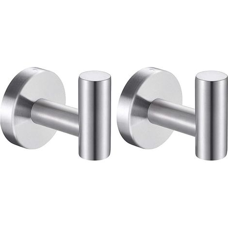 2-teiliges Wandhaken-Set für Badezimmer, Küchenhandtuchhaken, Bilderhaken, Badehandtuchhaken, Handtuchhalter aus Edelstahl SUS 304 (gebürstetes Silber) (1/5)