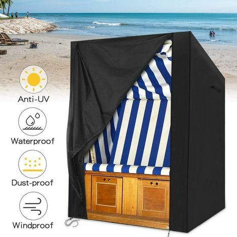 Ciel-Housse de Protection pour Chaises de Plage, Housse pour Corbeille de Plage, 210D Tissu Oxford Imperméable Anti UV Noir (1/5)
