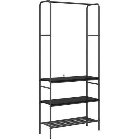 Portant à vêtements avec étagères Chêne noir 77 x 30 x 171 cm CFW797424 (1/5)