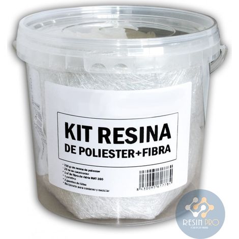 Kit de réparation résine polyester 700 gr avec fibre de verre 1m² – Pour réparations rapides et durables – Inclus : pinceau et instructions – Resin Pro