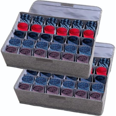 2 organizer per biancheria intima,divisori in tessuto per armadio e scatole portaoggetti per sciarpe e lingerie (30 scomparti,2 grigi) (1/5)