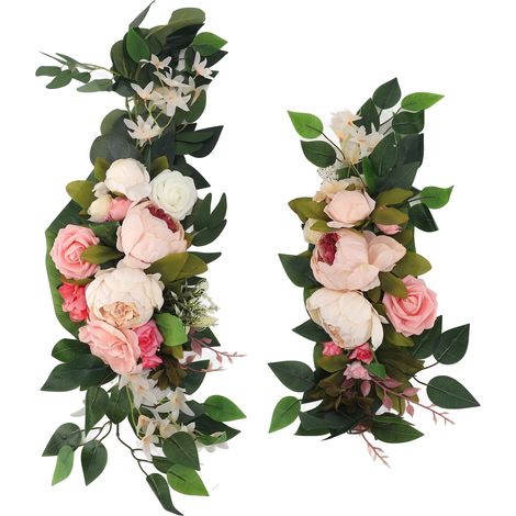Arche de mariage drapée de fleurs artificielles, panneaux de bienvenue multifonctionnels, décoration florale rose (1/5)