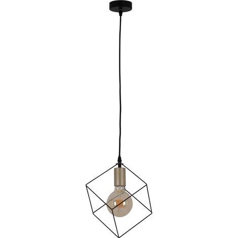 Hängeleuchte Pendelleuchte Esszimmerlampe Würfel Metallkäfig schwarz Wohnzimmer (1/5)