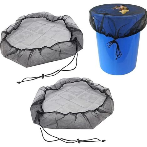 2 pièces Filet pour citerne de Pluie,Filet de Protection réglable,Filet de Protection pour Les tonneaux de Pluie,Bâche de qualité supérieure,Housses en Maille pour tonneau de Pluie (1/5)