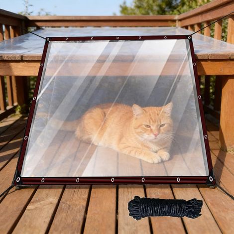 Bâche PVC pour pergola 200 x 400 cm, imperméable, transparente, résistante aux UV et aux déchirures, avec œillets, idéale pour le mobilier de jardin et les cordes.