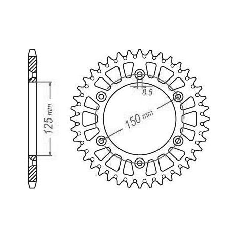 Couronne Alu TT compatible avec les motos des marques Husqvarna / KTM - 520 - 47 Dents - Similaire JTA897 - Made in Germany (1/5)