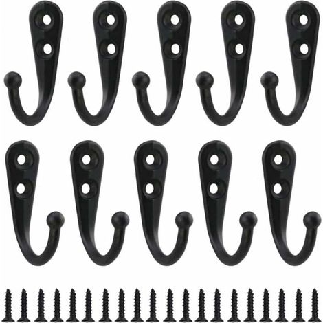10pcs Rétro Crochet de Manteau Métal Noir Patère Murale à Visser Individuelle Patère Porte Manteau Vintage Murale pour Peignoir Maison Etagères Tiroirs Casiers Salle de Bain avec 20 Vis (1/5)