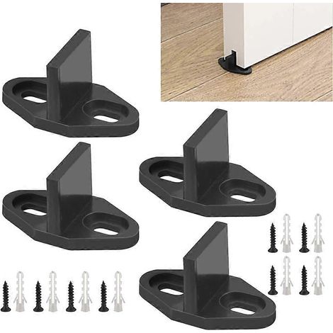 Lot de 4 fixations robustes pour rail de sol de porte coulissante, compatibles avec les supports muraux pour portes de grange coulissantes. (1/5)