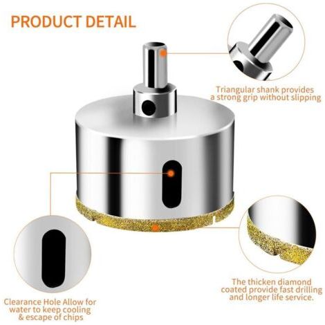 NALOOKAMIC  2 pièces Scie Cloche Diamantée 30 mm avec Foret Guidage de Centrage, Scie Cloche Carrelage avec revêtement diamant, Foret trépan Diamant pour verre, carrelage, céramique, marbre, granit