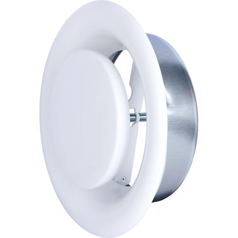 Bouche d'Extraction VMC Réglable Ronde 125 mm - Acier Blanc Laqué - Haute Qualité - VMC Simple Flux - VMC Double Flux - Plafond ou Mur - Conduit DN125 (1/4)