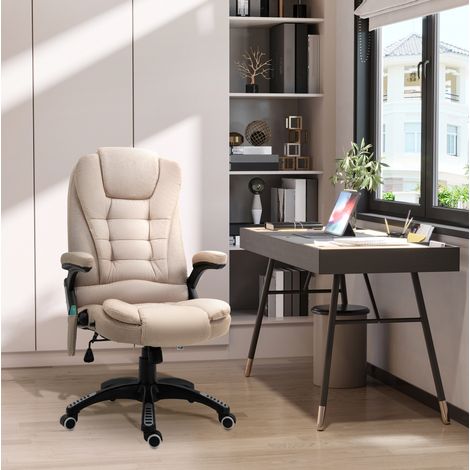 Fauteuil de bureau massant chauffant inclinable, hauteur réglable, tissu marron OKWISH (1/5)
