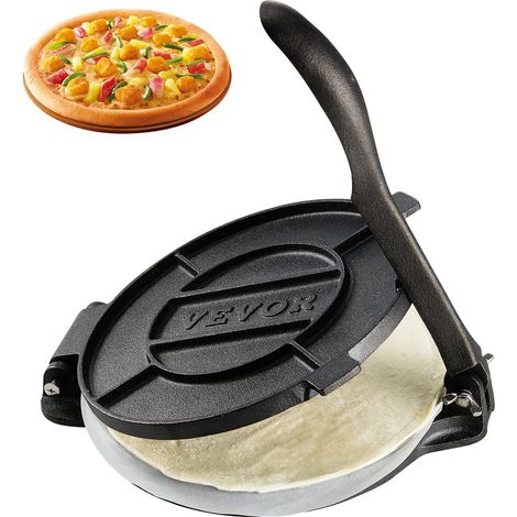 Presse à tortillas en fonte de 20 cm avec 100 feuilles de papier sulfurisé,idéale pour tortillas et roti,robuste et pré-assaisonnée (1/5)