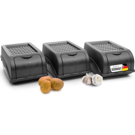 Lot de 3 boîtes rangement pommes de terre 3,5 L gris anthracite