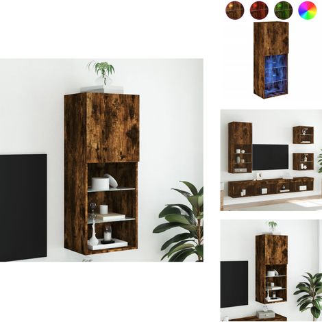 Meuble TV avec lumières LED chêne fumé 40,5x30x102 cm - Meubles Tv - Meuble Tv - Support Tv - Meuble Hifi - Lumieres Led (1/5)