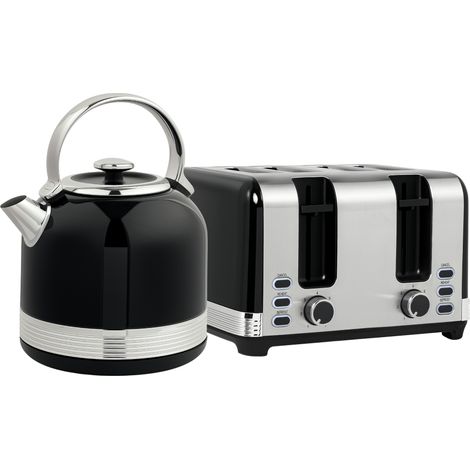 Bouilloire et grille-pain, 7 niveaux de brunissage, 1,7 L, plastique, acier inoxydable, noir (1/5)