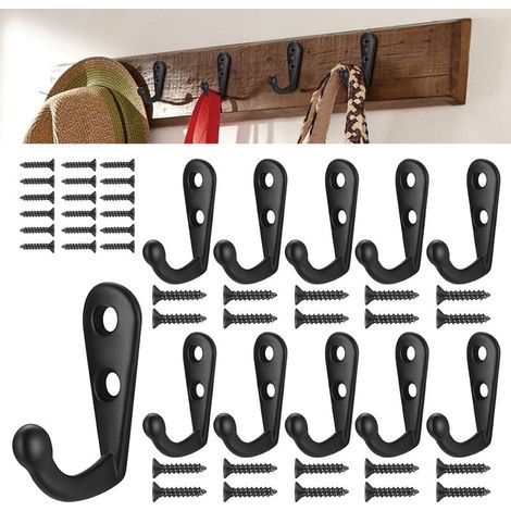 30 Stück Metall-Garderobenhaken, Türgarderobenhaken, Retro-Wandhaken mit Schrauben für Küche, Wohnzimmer, Schlafzimmer, hinter der Tür (Schwarz) (1/5)