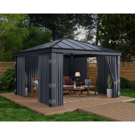 Canopia set de Cortinas para Dallas 4.3X4.3 m Cenador Gris Oscuro