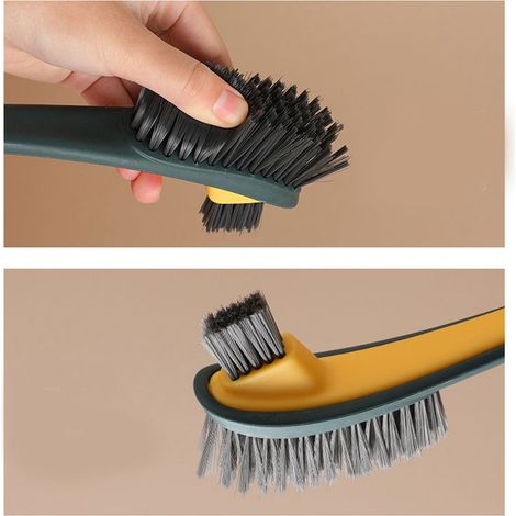 Nuovo scopino per WC a doppia faccia con setole, spazzolino per la casa per bagno e WC, senza punti ciechi, setole morbide e manico lungo