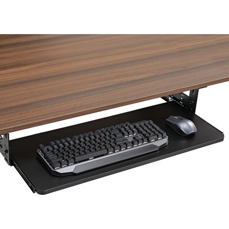 Eureka Ergonomic Support clavier coulissant sous bureau (71x28 cm). Tiroir en bois ergonomique pour clavier et souris. Idéal bureau à domicile. Noir.