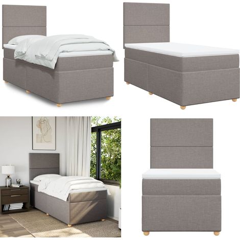 Boxspringbett mit Matratze Taupe 100x200 cm Stoff - Boxspringbett - Doppelbett - Bettenrahmen - Matratze - Kopfteil - Home & Living (1/5)