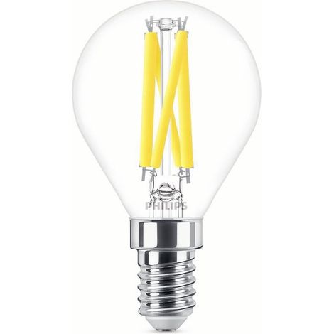 Ampoule LED Sphérique E14 40W Blanc Chaud Claire, Verre Compatible Variateur (1/2)