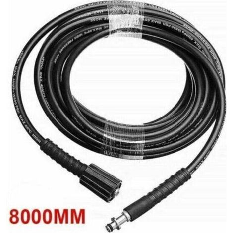 Alovez – Tuyau de nettoyage haute pression 8M – Compatible Karcher K2 K3 K4 K5 – Pression 400 BAR – Laiton et acier tressé durable