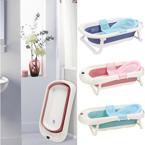 Randaco Vaschetta da bagno per neonati Vaschetta da bagno per neonati pieghevole Sensore di temperatura, rosa