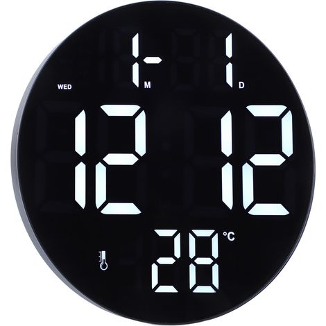 Horloge murale numérique ronde, alimentée par USB, horloge numérique murale, horloge LED double usage, horloge multifonctionnelle pour salon, horloge avec télécommande. (1/5)