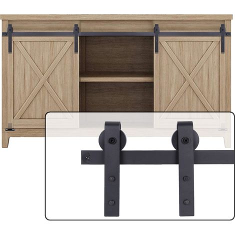 183CM/6FT Quincaillerie Kit de Rail pour Porte Double Coulissante Mini Rail Porte Coulissante pour Placard (1/5)