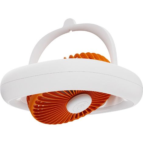 Ventilateur Sur Pied Avec Télécommande - Oscillant - 4 Vitesses - Lampe LED Chaude - Batterie 4000 mAh - 18 cm - Blanc Et Orange (1/5)