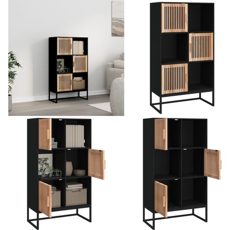 Buffet haut noir 70x35x125 cm bois d'ingénierie - Buffet Design Scandinave - Meuble Rangement Noir - Buffet Moderne - Commode Rangement - Buffet Salle À Manger - Home & Living (1/5)