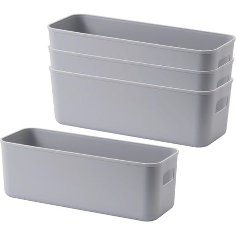 boîte de rangement plastique lot de 8 dimensions moyennes pp blanc pour cuisine salle de bain bureau maquillage (1/5)