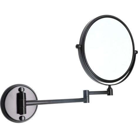 Wandmontierter Kosmetikspiegel, beleuchteter Vergrößerungsspiegel, doppelseitiger Wandspiegel (1x/10x), 360° schwenkbarer Auszugs-Kosmetikspiegel (1/4)