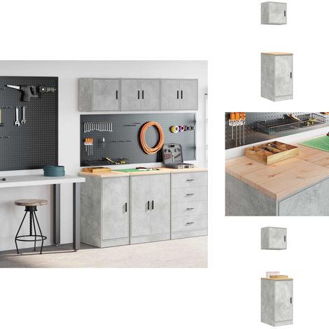 Garagenschränke 2 Stk. Betongrau Holzwerkstoff - Garagenschrank - Garagenschränke - Schrank - Garagen-Lagerschrank (1/5)