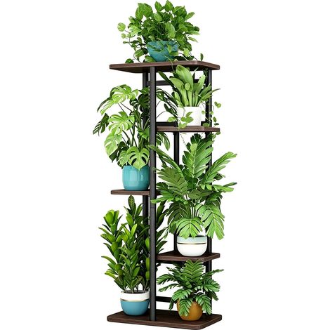 Soporte para plantas, diseño de varios niveles, estructura metálica resistente, 5 estantes. (1/2)