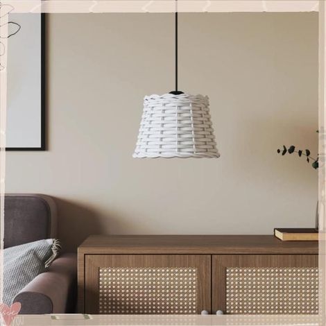 364365 Abat-jour de plafonnier blanc 20x15 cm osier (1/5)