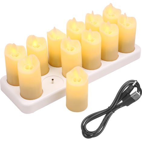 12 pièces bougies LED éclairage jaune chaud bougie électrique artificielle avec base pour anniversaire votif pièce maîtresse de mariage décor de table (1/5)