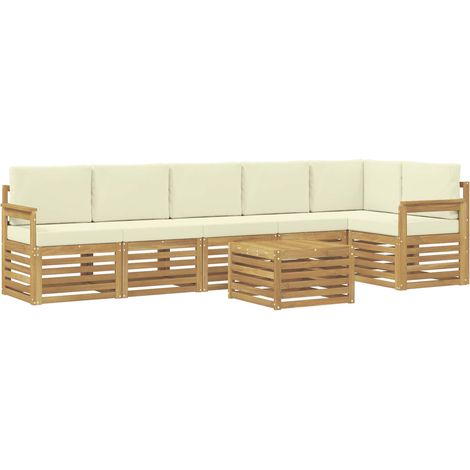 Outdoor-Sofagarnitur 7 pcs Weiß und Creme 59 x 59 x 37 cm vidaXL