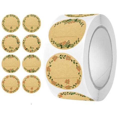 500 pezzi (marrone 1) Adesivi autoadesivi, etichette per barattoli, etichette autoadesive in carta kraft per barattoli di spezie e marmellata, etichette regalo (1/5)