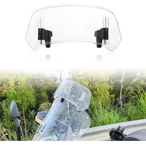 Extensión de parabrisas para motocicleta, deflector de parabrisas ajustable con clip, apto para la mayoría de motocicletas todoterreno con parabrisas. (1/5)