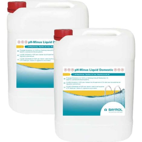Bayrol – Pack de 2 régulateurs de pH liquide 20 L – Formule concentrée 14,9 % acide sulfurique – Compatible avec tous les traitements de désinfection