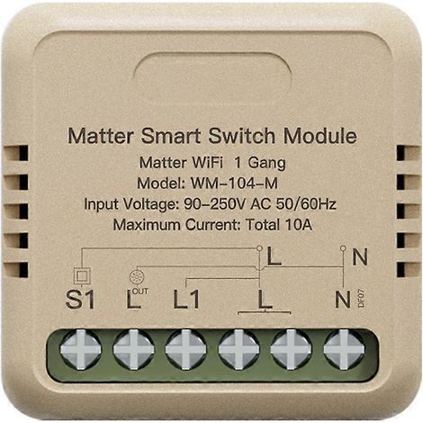 Module de relais intelligent Tuya WiFi Matter avec minuterie, commande vocale via application et télécommande. Compatible avec Alexa et Google Home. (1/5)