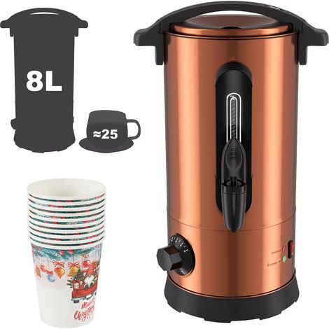 Randaco Distributore di bevande calde 8 L, 1500 W, serbatoio inox 304, termostato, mantenimento caldo, rubinetto e vaschetta (1/5)