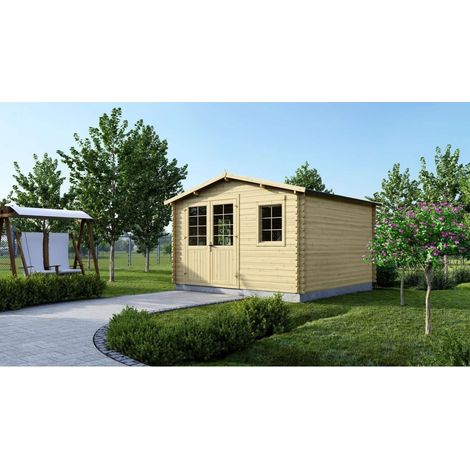 Casetta da giardino in legno - 16m2 - 4x4m - 40mm - colore: naturale - DOM611 (1/5)