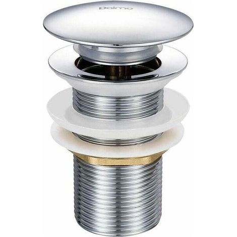 Bonde de Lavabo Pop-up sans Trop-Plein en Laiton Chromé G 1-1/4, Équipée d'un Système d'Ouverture et de Fermeture Facile à Bouton-Poussoir (1/4)